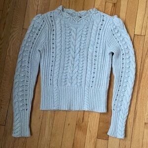 Club Monaco textured knit wool blend blue sweater top